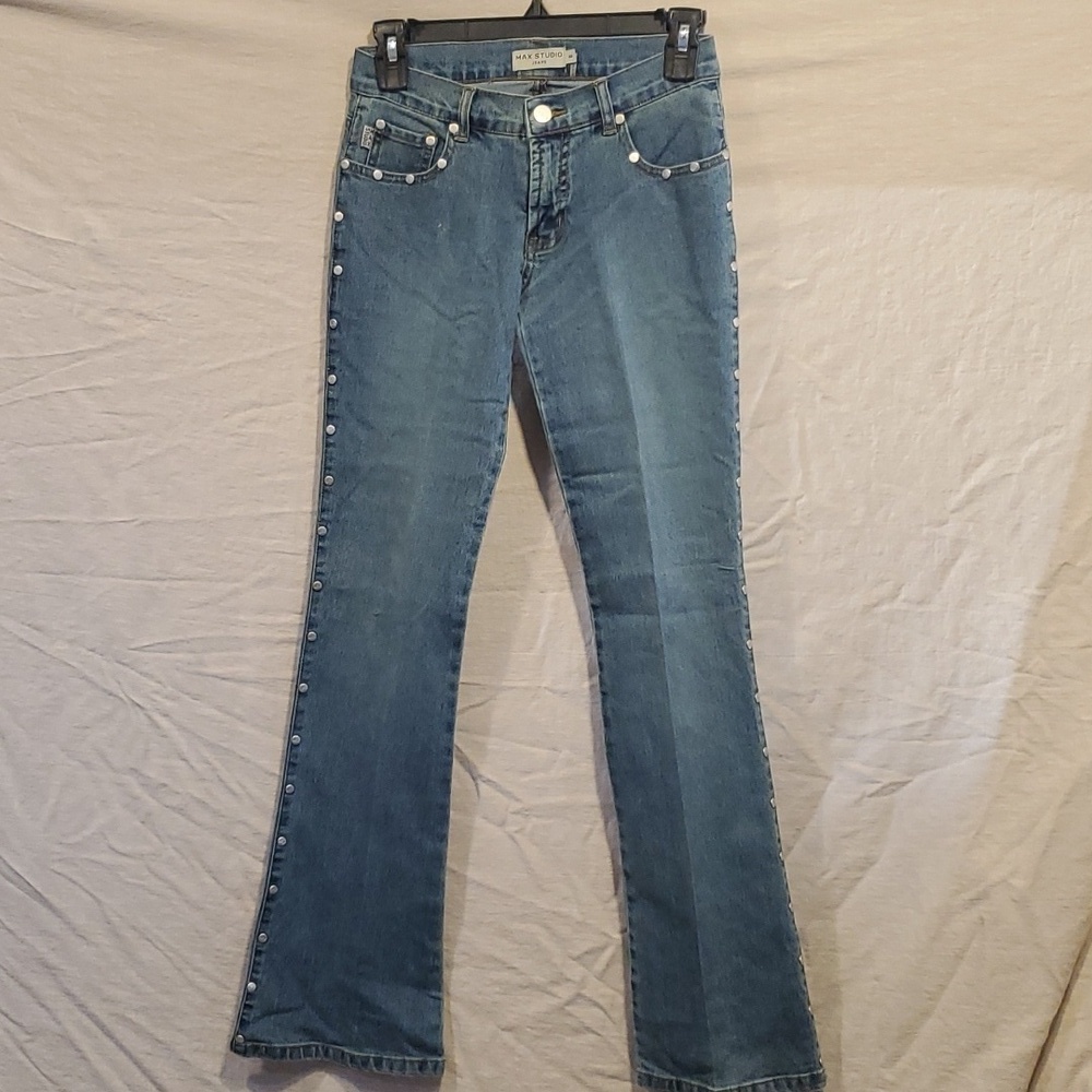 Max Studio Studded Bootleg Jeans SZ 0